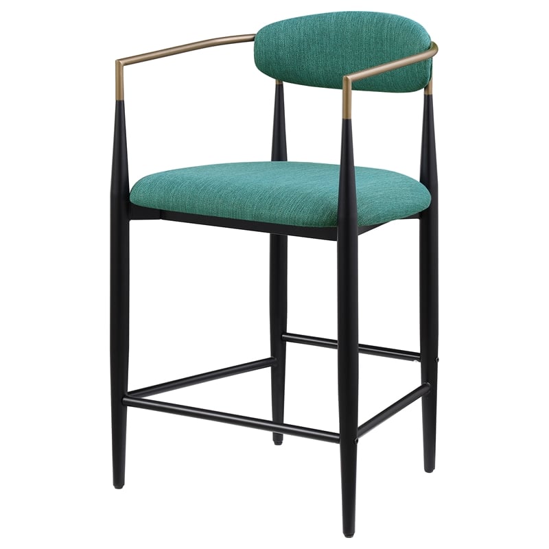 Pemberly Row Fabric Upholstered Counter Chair Set of 2 in Green