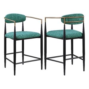 Pemberly Row Fabric Upholstered Counter Chair Set of 2 in Green