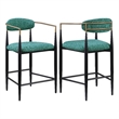 Pemberly Row Fabric Upholstered Counter Chair Set of 2 in Green