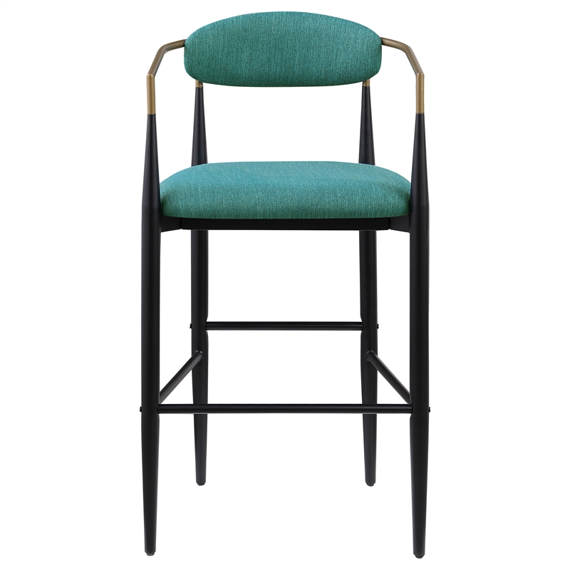 Pemberly Row Fabric Upholstered Bar Height Chair Set of 2 in Green