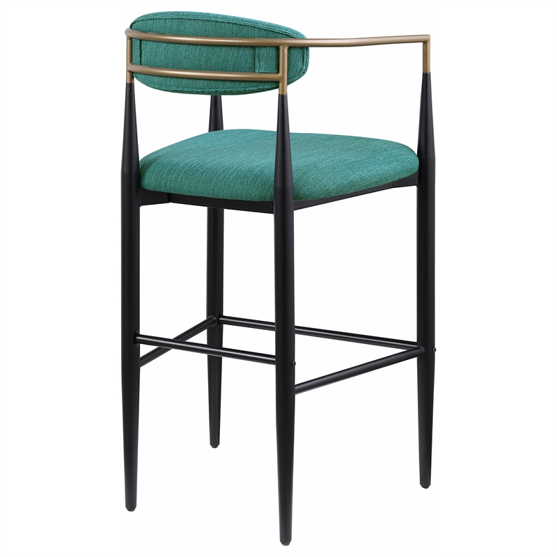 Pemberly Row Fabric Upholstered Bar Height Chair Set of 2 in Green