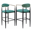 Pemberly Row Fabric Upholstered Bar Height Chair Set of 2 in Green