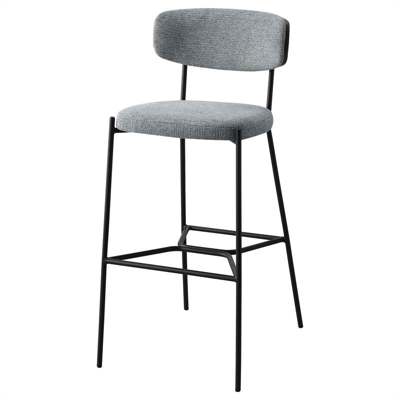 Pemberly Row Upholstered Metal Pub Height Bar Stool Set of 2 in Grey