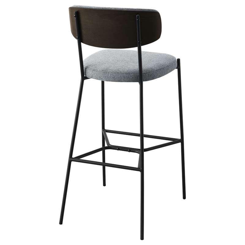 Pemberly Row Upholstered Metal Pub Height Bar Stool Set of 2 in Grey