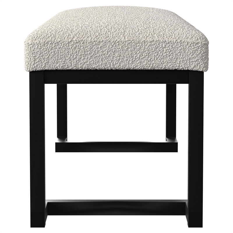 Pemberly Row Boucle Upholstered Tufted Accent Bench in Vanilla