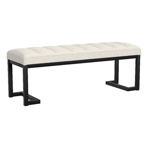 Pemberly Row Boucle Upholstered Tufted Accent Bench in Vanilla