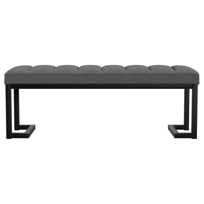 Pemberly Row Boucle Upholstered Tufted Accent Bench in Charcoal