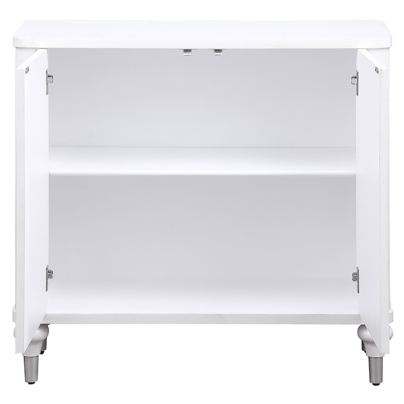 Pemberly Row 2-door Mandala Accent Cabinet in Distressed White