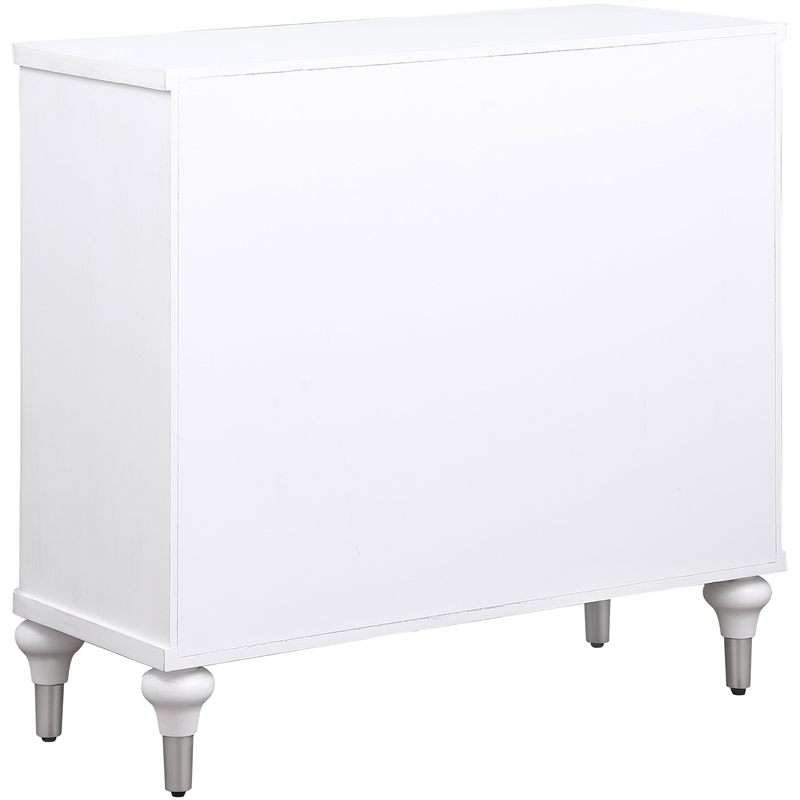 Pemberly Row 2-door Mandala Accent Cabinet in Distressed White