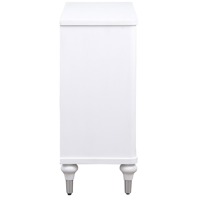 Pemberly Row 2-door Mandala Accent Cabinet in Distressed White