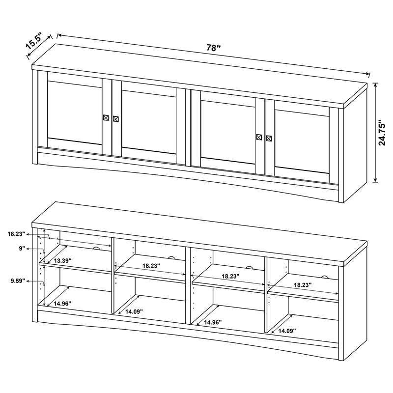 Pemberly Row 4-door Engineered Wood 78-inch TV Stand in Dark Pine
