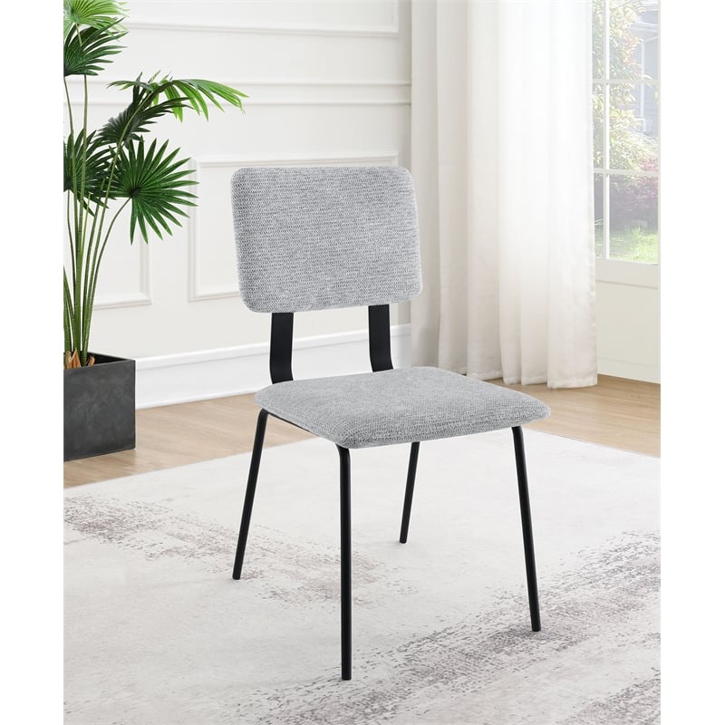 Pemberly Row Fabric Upholstered Dining Side Chair Set of 2 in Grey