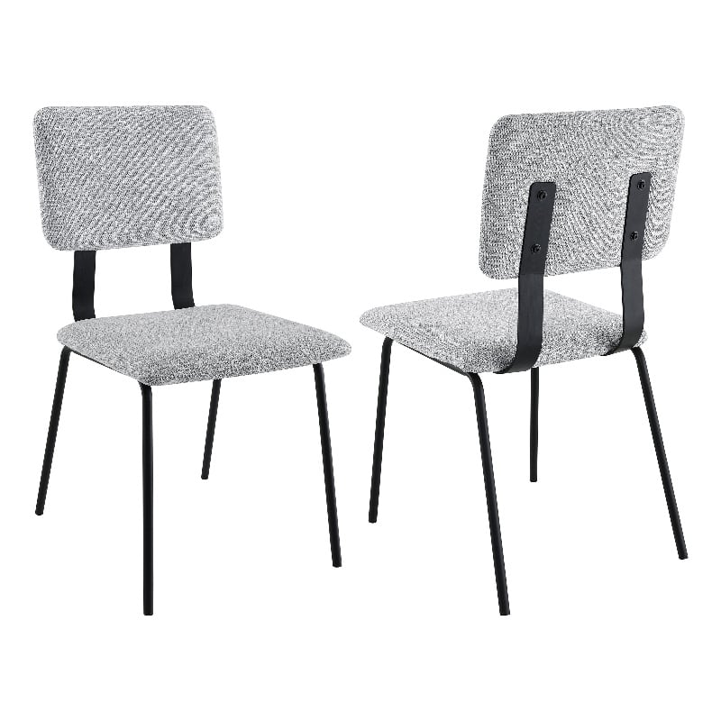 Pemberly Row Fabric Upholstered Dining Side Chair Set of 2 in Grey