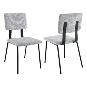Pemberly Row Fabric Upholstered Dining Side Chair Set of 2 in Grey