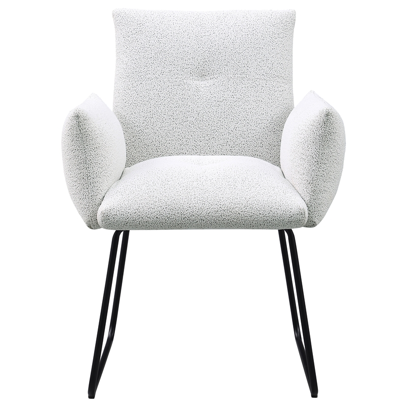 Pemberly Row Upholstered Dining Arm Chair Set of 2 in Light Grey