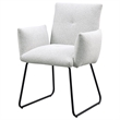 Pemberly Row Upholstered Dining Arm Chair Set of 2 in Light Grey