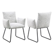 Pemberly Row Upholstered Dining Arm Chair Set of 2 in Light Grey