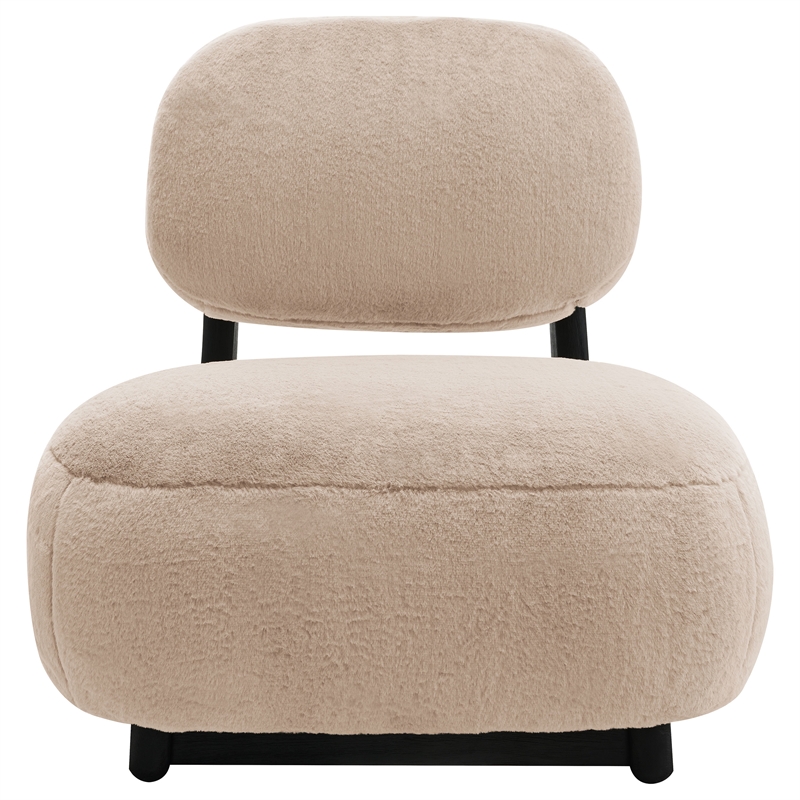 Pemberly Row Faux Fur Upholstered Armless Accent Chair in Camel