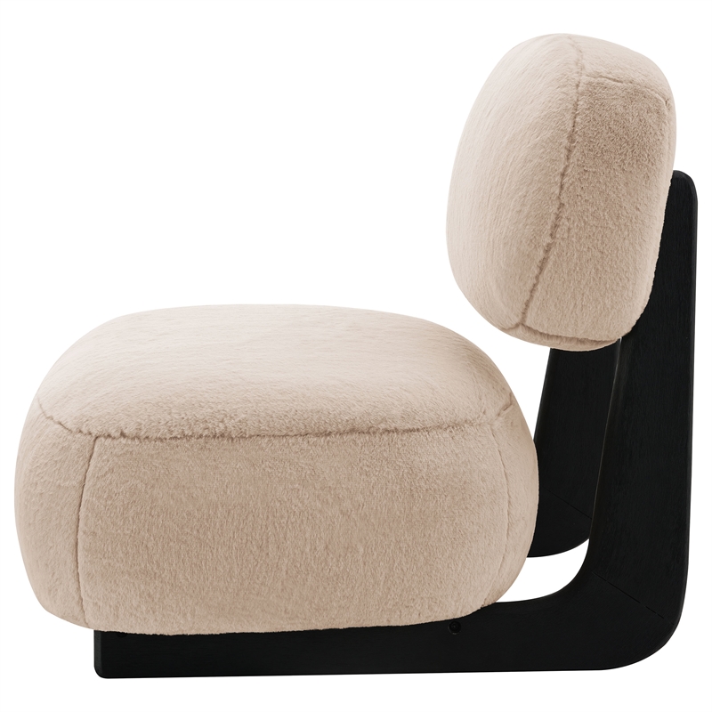 Pemberly Row Faux Fur Upholstered Armless Accent Chair in Camel
