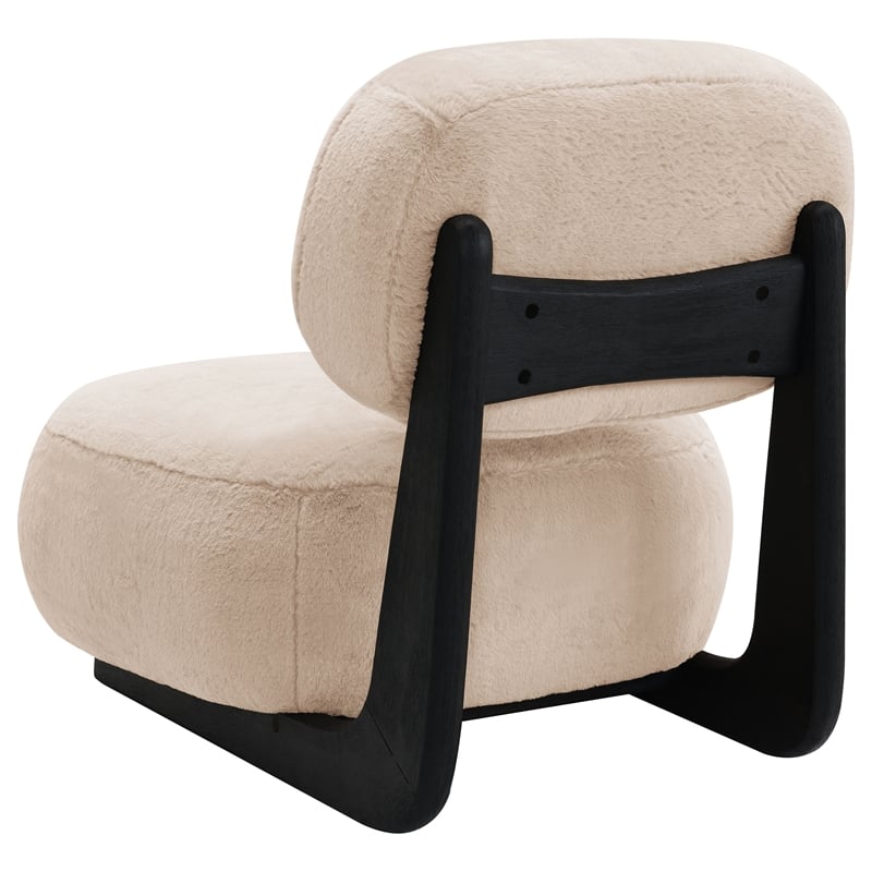 Pemberly Row Faux Fur Upholstered Armless Accent Chair in Camel