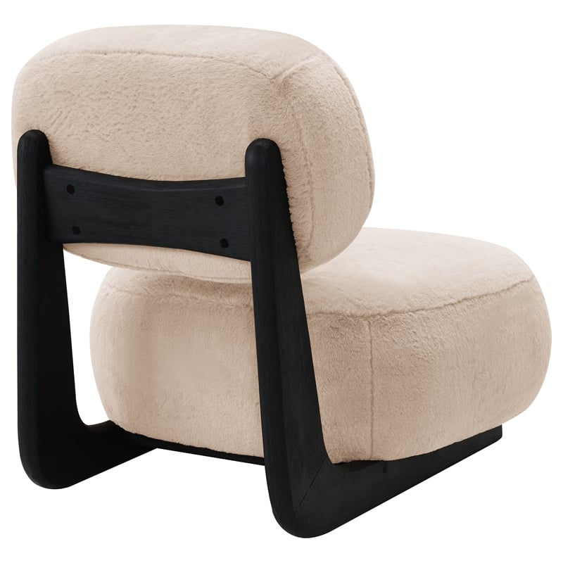 Pemberly Row Faux Fur Upholstered Armless Accent Chair in Camel