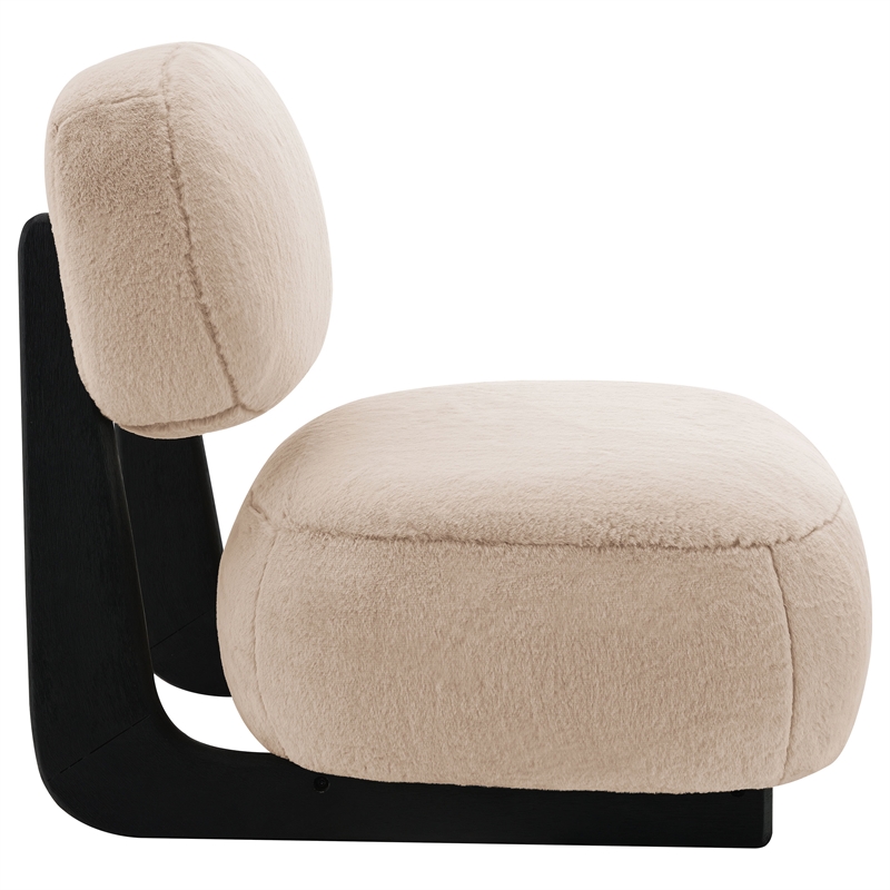 Pemberly Row Faux Fur Upholstered Armless Accent Chair in Camel
