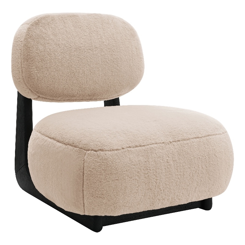 Pemberly Row Faux Fur Upholstered Armless Accent Chair in Camel