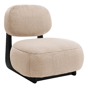 Pemberly Row Faux Fur Upholstered Armless Accent Chair in Camel