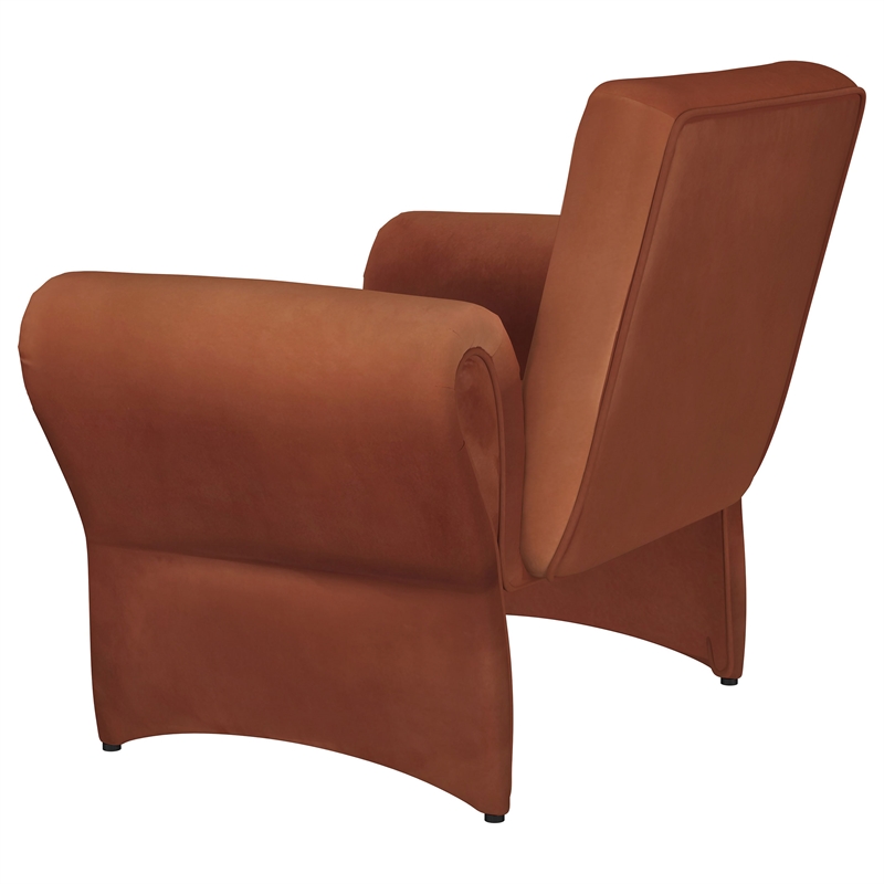 Pemberly Row Upholstered Roll Arm Accent Armchair in Rust Orange