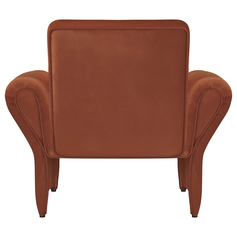 Pemberly Row Upholstered Roll Arm Accent Armchair in Rust Orange