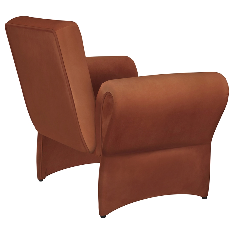 Pemberly Row Upholstered Roll Arm Accent Armchair in Rust Orange