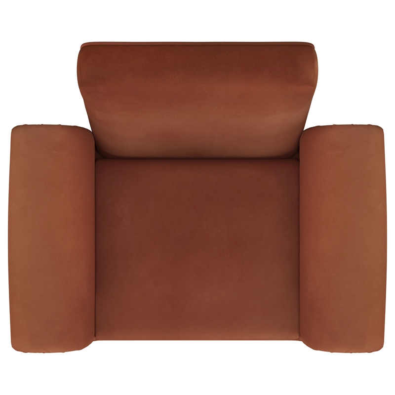 Pemberly Row Upholstered Roll Arm Accent Armchair in Rust Orange