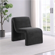 Pemberly Row Ribbed Upholstered Curved Armless Accent Chair in Black