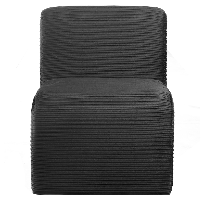 Pemberly Row Ribbed Upholstered Curved Armless Accent Chair in Black