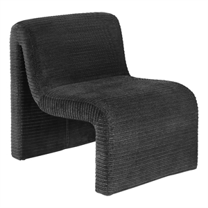 Pemberly Row Ribbed Upholstered Curved Armless Accent Chair in Black