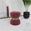 Pemberly Row Round Velvety Soft Upholstered Hourglass Ottoman in Berry