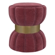 Pemberly Row Round Velvety Soft Upholstered Hourglass Ottoman in Berry