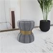 Pemberly Row Round Hourglass Soft Velvet Upholstered Ottoman in Gray