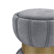 Pemberly Row Round Hourglass Soft Velvet Upholstered Ottoman in Gray