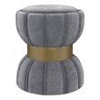 Pemberly Row Round Hourglass Soft Velvet Upholstered Ottoman in Gray