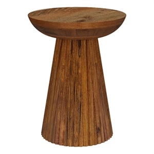 Pemberly Row Round Solid Mango Wood Accent Side Table in Wild Honey