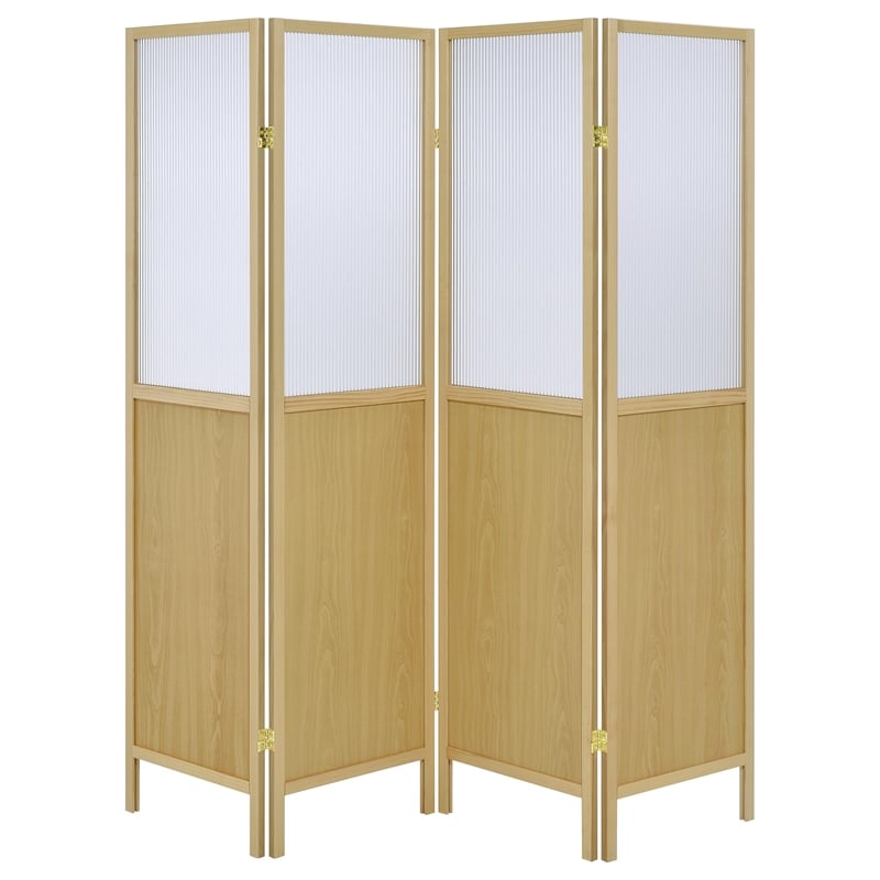 Pemberly Row 4-Panel Room Divider Folding Shoji Screen in Natural