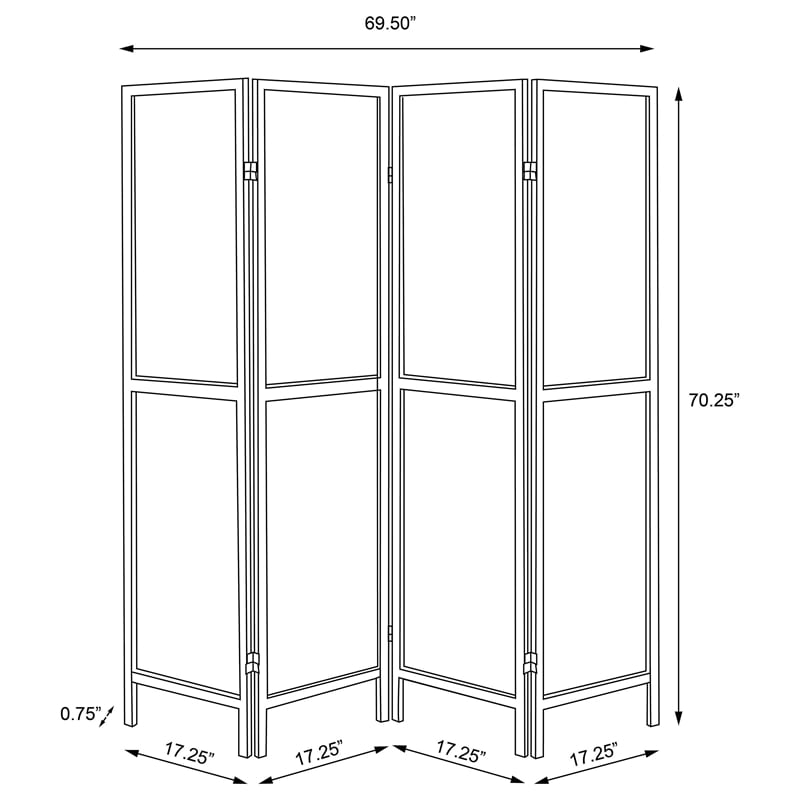 Pemberly Row 4-Panel Room Divider Folding Shoji Screen in Natural