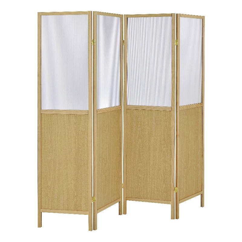 Pemberly Row 4-Panel Room Divider Folding Shoji Screen in Natural