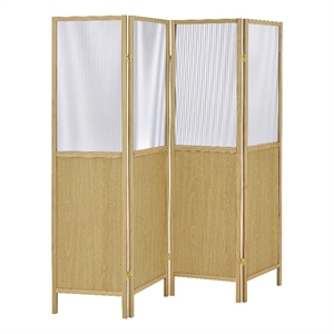 Pemberly Row 4-Panel Room Divider Folding Shoji Screen in Natural