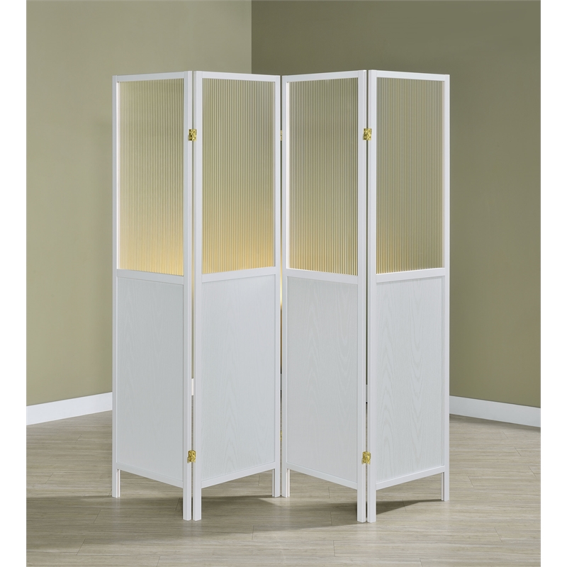 Pemberly Row 4-Panel Room Divider Folding Shoji Screen in White