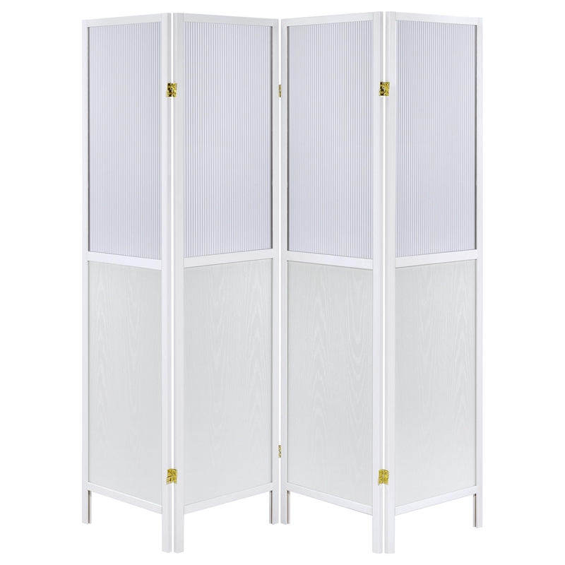 Pemberly Row 4-Panel Room Divider Folding Shoji Screen in White