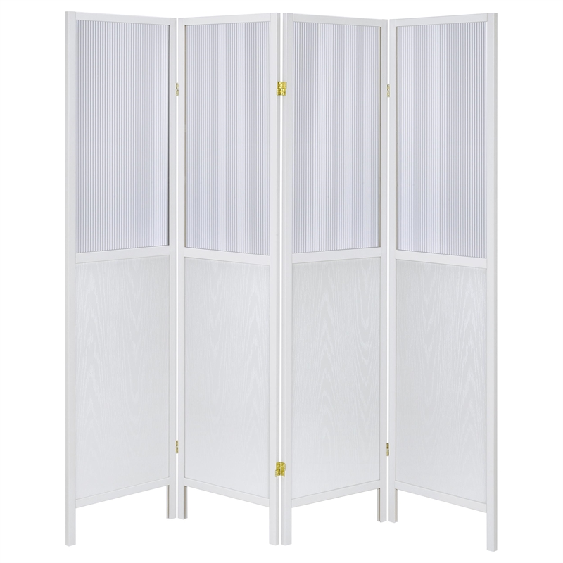 Pemberly Row 4-Panel Room Divider Folding Shoji Screen in White