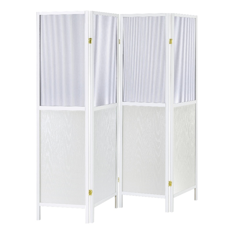 Pemberly Row 4-Panel Room Divider Folding Shoji Screen in White