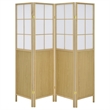 Pemberly Row 4-Panel Windowpane Room Divider Shoji Screen in Natural